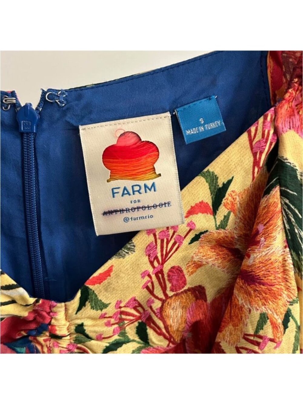 Farm Rio For Anthropologie Floral Patchwork Long Sleeve Blouse S Boho Tropical - Picture 6 of 6